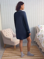 Laura Ashley Navy Button Through Night Shirt - Image 2 of 9