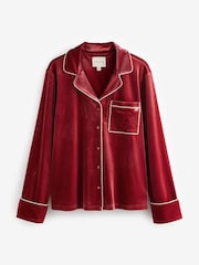 أحمر - طقم بيجامة مخملي مزوَّد بأزرار كاملة من Laura Ashley - صورة 7 من 13