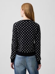 Gap Black Polka Dot Crew Neck Cardigan - Image 2 of 5