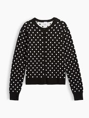 Gap Black Polka Dot Crew Neck Cardigan - Image 4 of 5