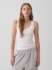 Gap White Mini Rib Lace-Trim Pyjamas Vest - Image 1 of 4