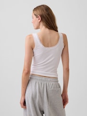 Gap White Mini Rib Lace-Trim Pyjamas Vest - Image 2 of 4