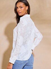 Lipsy White Burnout Button Through Shirt - Image 2 of 4