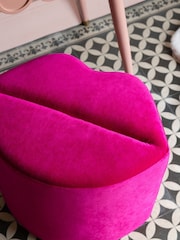Rockett St George Luxe Needlecord Velvet Harrys Pink Lips Stool - Image 2 of 5