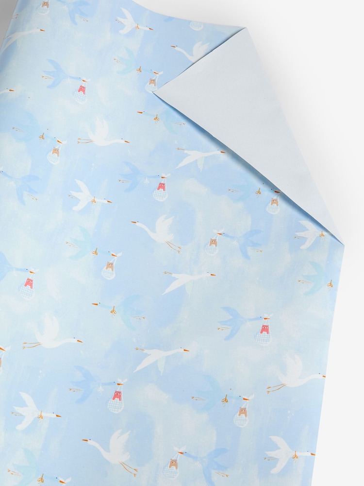 Blue Baby Boy Stork 10 Metre Wrapping Paper - Image 4 of 4 Blue Baby Boy Stork 10 Metre Wrapping Paper - Image 4 of 4