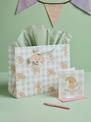 Sage Green Charlie Dog Baby Gift Bag and Card Set - Image 1 of 4