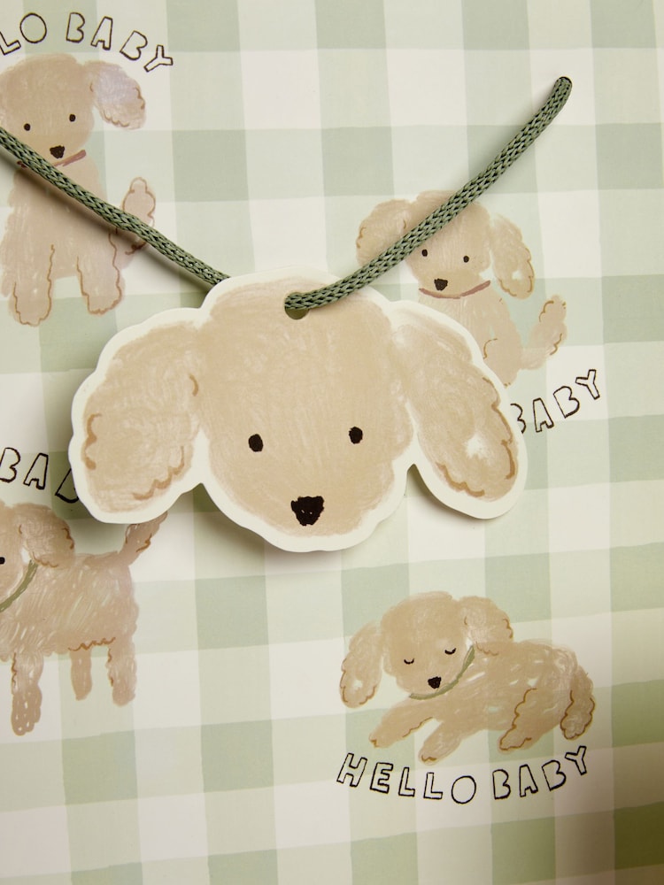 Sage Green Charlie Dog Baby Gift Bag and Card Set - Image 4 of 4
