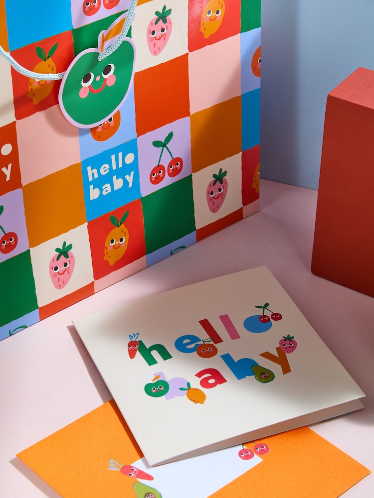 Bright Fruits Baby Gift Bag and Card Set - Image 2 of 4 Bright Fruits Baby Gift Bag and Card Set - Image 2 of 4