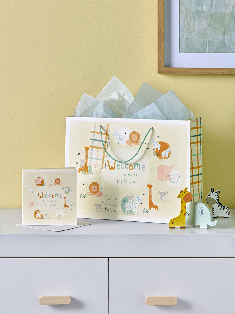 Natural Jungle Baby Gift Bag and Card Set - Image 1 of 4