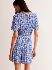 Boden Blue Smocked Jersey Pineapple Playsuit - Image 3 of 5