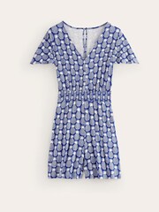 Boden Blue Smocked Jersey Pineapple Playsuit - Image 5 of 5