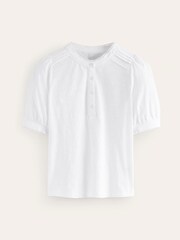 Boden White 100% Cotton Pintuck Puff Sleeve Henley Top - Image 5 of 5