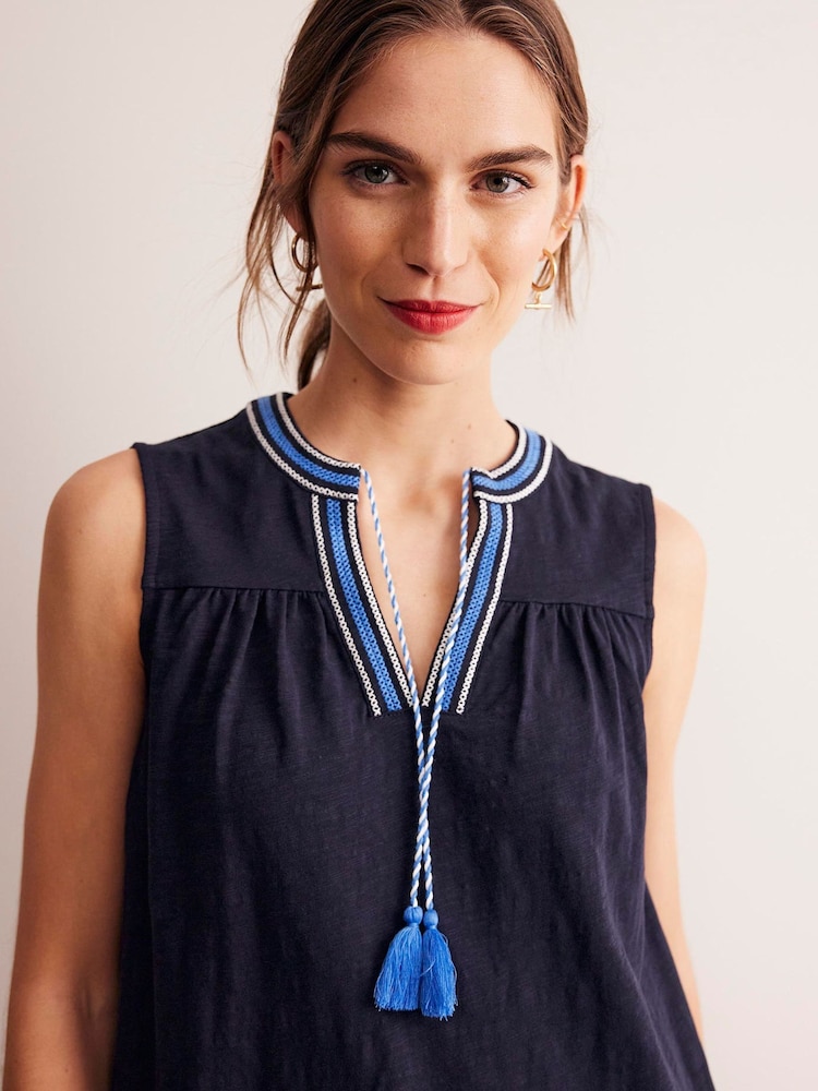 Boden Blue Nadine Notch 100% Cotton Dress - Image 2 of 5