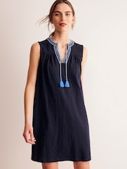 Boden Blue Nadine Notch 100% Cotton Dress - Image 4 of 5