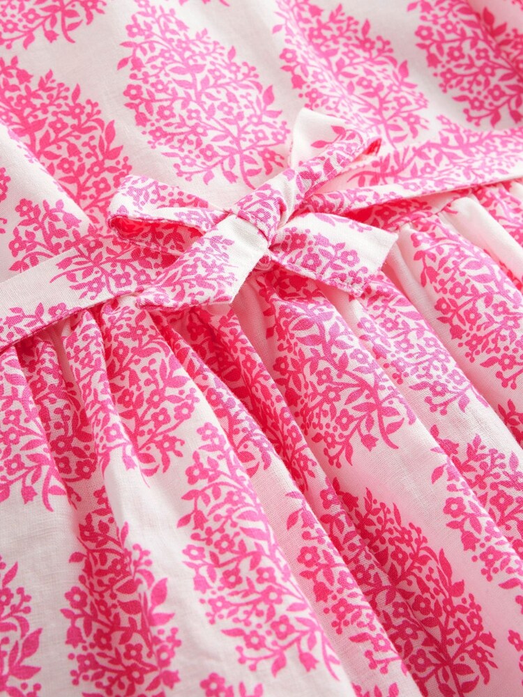 Boden Pink Cotton Linen Puppies Vintage Dress - Image 3 of 3 Boden Pink Cotton Linen Puppies Vintage Dress - Image 3 of 3