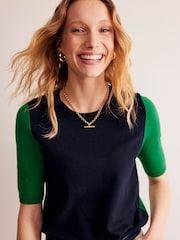Boden Blue Catriona Cotton Crew T-Shirt - Image 1 of 6