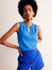 Boden Blue Georgia Double Cloth Top - Image 1 of 5