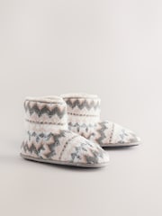 Bath & Body Works Grey Fairisle Pattern Slipper Boots - Image 3 of 6