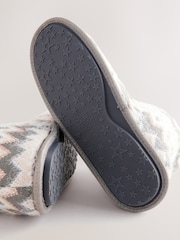 Bath & Body Works Grey Fairisle Pattern Slipper Boots - Image 5 of 6