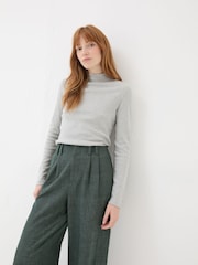 FatFace Callie Light Grey High Neck Top - Image 1 of 8