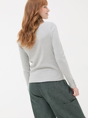 FatFace Callie Light Grey High Neck Top - Image 2 of 8