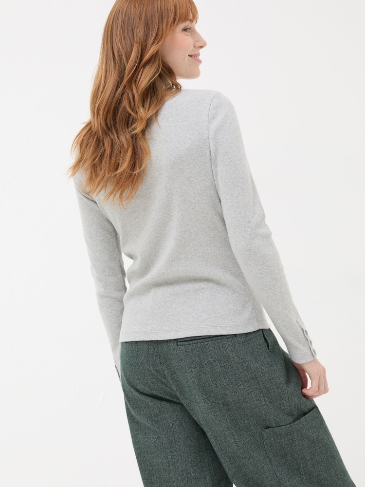 FatFace Callie Light Grey High Neck Top - Image 2 of 8