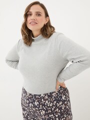 FatFace Callie Light Grey High Neck Top - Image 7 of 8