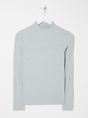 FatFace Callie Light Grey High Neck Top - Image 8 of 8