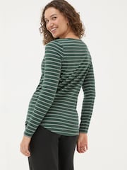 FatFace Dark Teal Sparkle Breton T-Shirt - Image 2 of 5