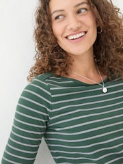 FatFace Dark Teal Sparkle Breton T-Shirt - Image 3 of 5