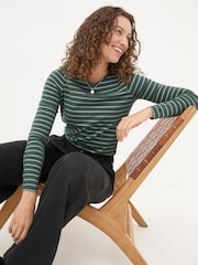 FatFace Dark Teal Sparkle Breton T-Shirt - Image 4 of 5