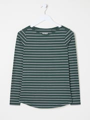 FatFace Dark Teal Sparkle Breton T-Shirt - Image 5 of 5