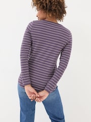 FatFace Purple Sparkle Breton T-Shirt - Image 2 of 7