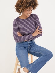 FatFace Purple Sparkle Breton T-Shirt - Image 3 of 7