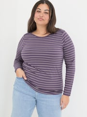 FatFace Purple Sparkle Breton T-Shirt - Image 4 of 7
