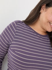 FatFace Purple Sparkle Breton T-Shirt - Image 5 of 7