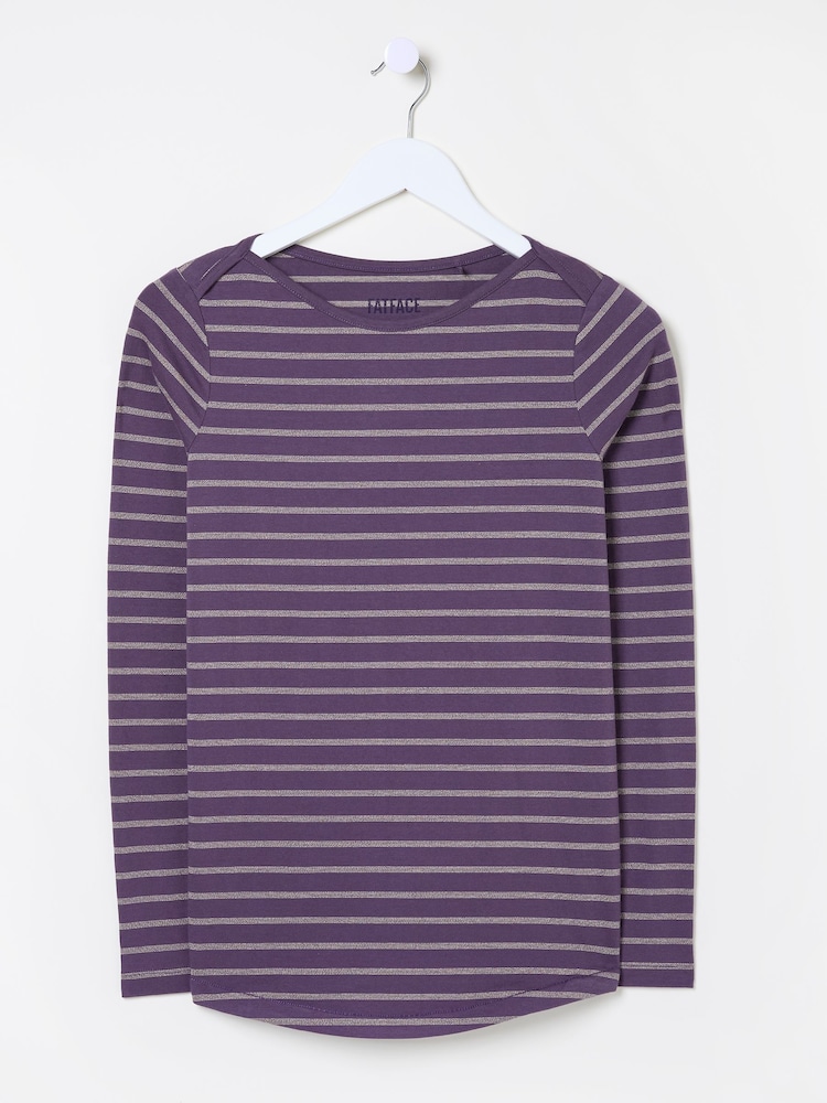 FatFace Purple Sparkle Breton T-Shirt - Image 7 of 7