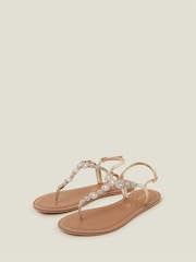 Accessorize Gold Wide Fit Rome Sparkly Sandals - Image 2 of 3