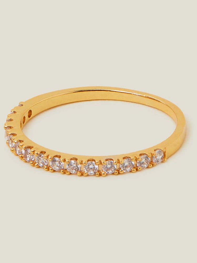 Accessorize 14ct Gold Plated Tone Eternity Band Ring - Image 1 of 1 Accessorize 14ct Gold Plated Tone Eternity Band Ring - Image 1 of 1