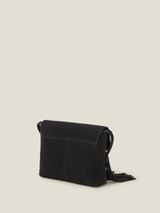 Accessorize Black Leather Fringe Cross-Body Bag - Image 3 of 4