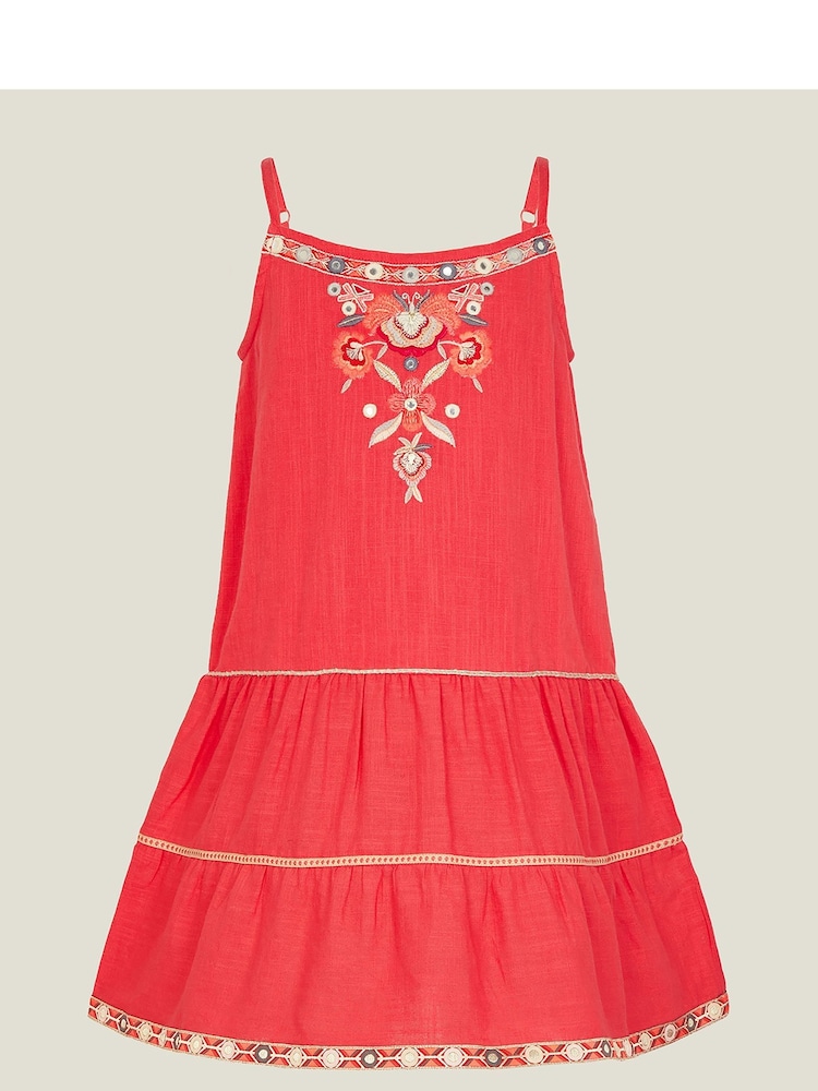Angels By Accessorize Pink Girls Floral 100% Cotton Embroidered Sundress - Image 1 of 3