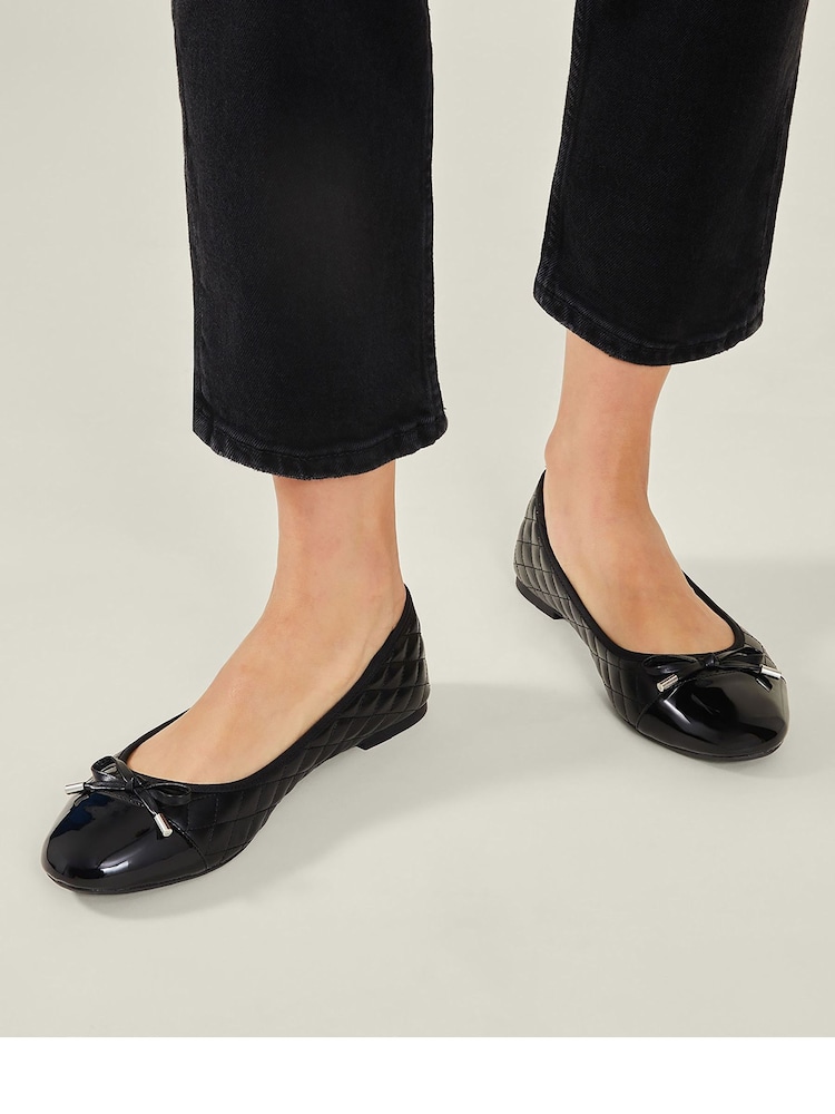 Accessorize Black Quilted Ballet Flats - Image 4 of 4