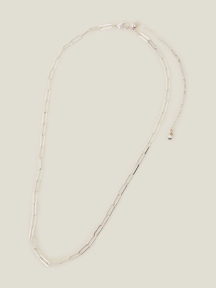 Accessorize Sterling Silver Plated Paper Clip Chain Necklace - Image 1 of 3