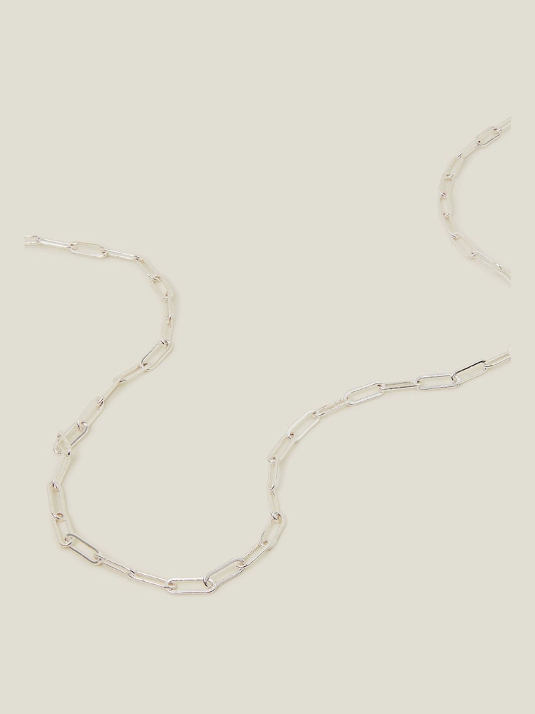 Accessorize Sterling Silver Plated Paper Clip Chain Necklace - Image 2 of 3