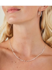 Accessorize Sterling Silver Plated Paper Clip Chain Necklace - Image 3 of 3