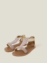 Angels By Accessorize Girls Purple Diamond Beaded Sandals - Image 1 of 3