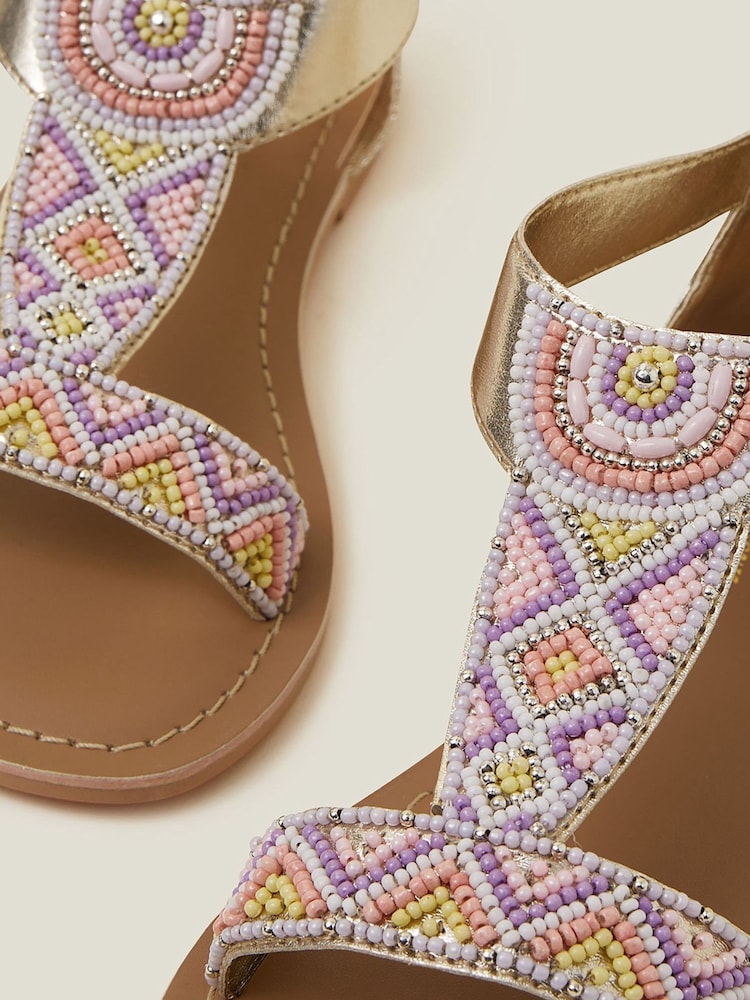 Angels By Accessorize Girls Purple Diamond Beaded Sandals - Image 3 of 3
