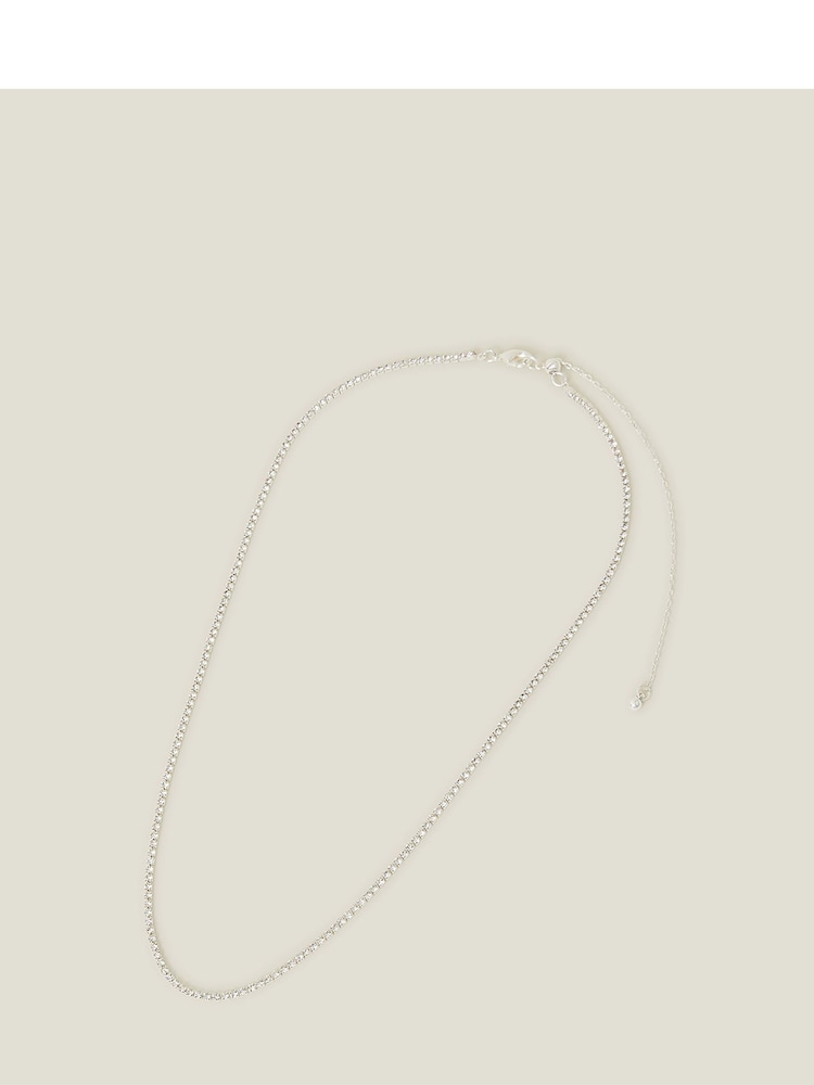 Accessorize Sterling Silver Plated Tennis Necklace - Image 1 of 3