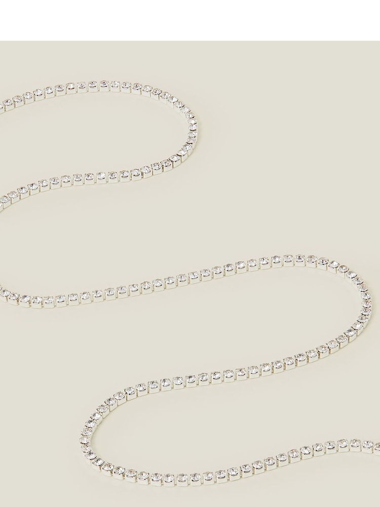 Accessorize Sterling Silver Plated Tennis Necklace - Image 2 of 3