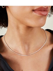 Accessorize Sterling Silver Plated Tennis Necklace - Image 3 of 3